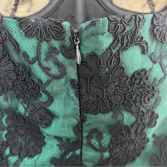 Vintage Sam Carlin Lace Overlay Strapless Dress Green Black Size 10 - Picture 8 of 14